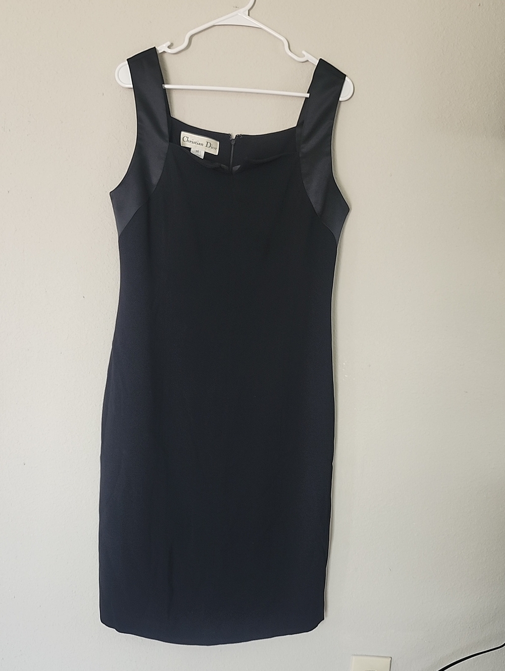 Vintage Christian Dior Black Midi Dress with Satin Straps (90s)